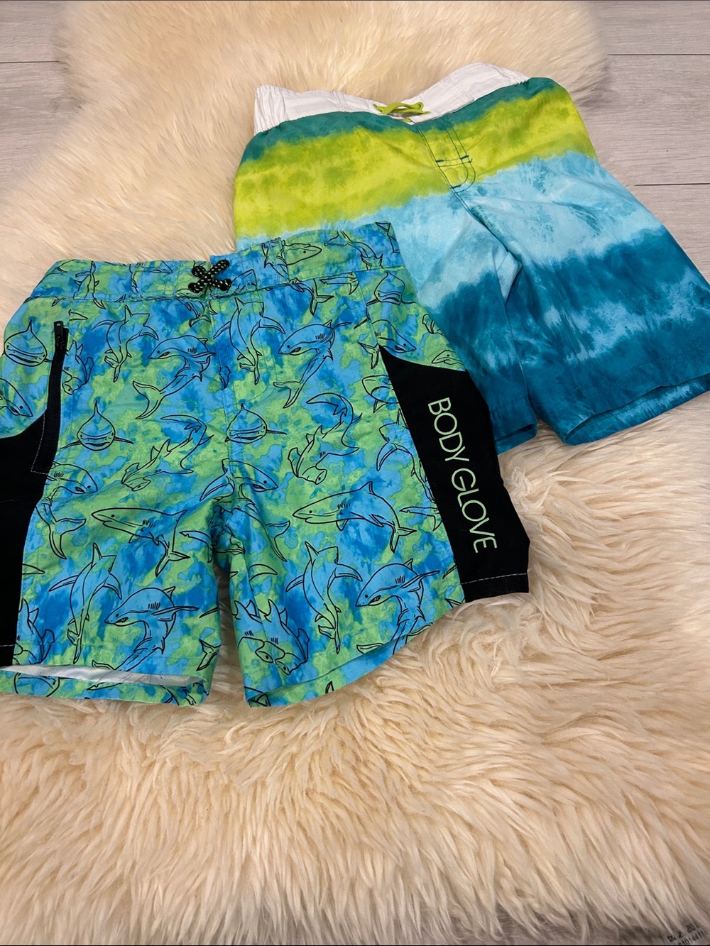Body Glove Boys' Blue, Green & Aqua Shark Swim Trunks